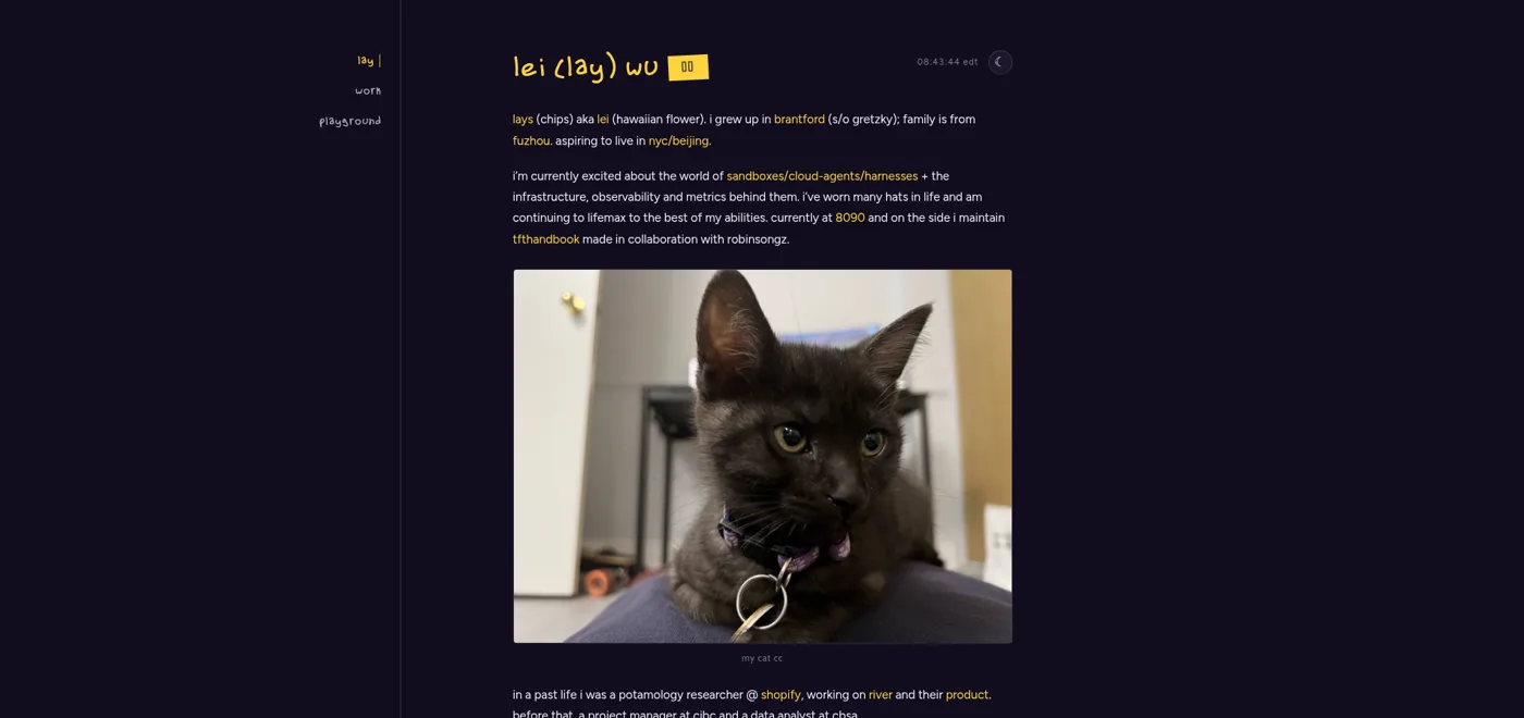 the current single-column site with a photo of cc